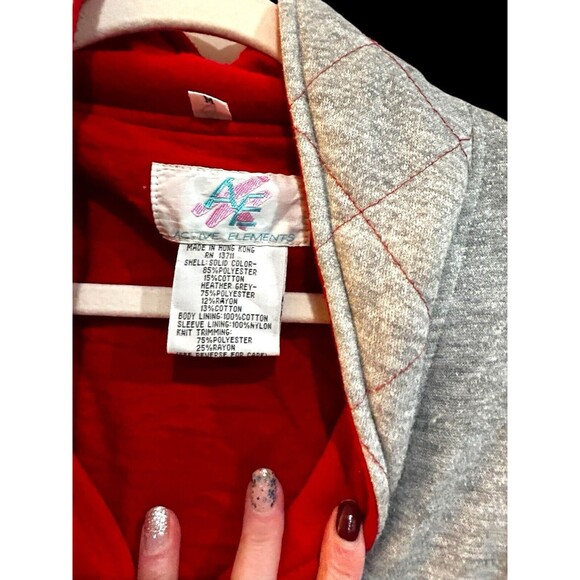 Vtg Active Elements Women's Button-Up Sweatshirt Jacket Med Gray Lined Pockets - Picture 4 of 12